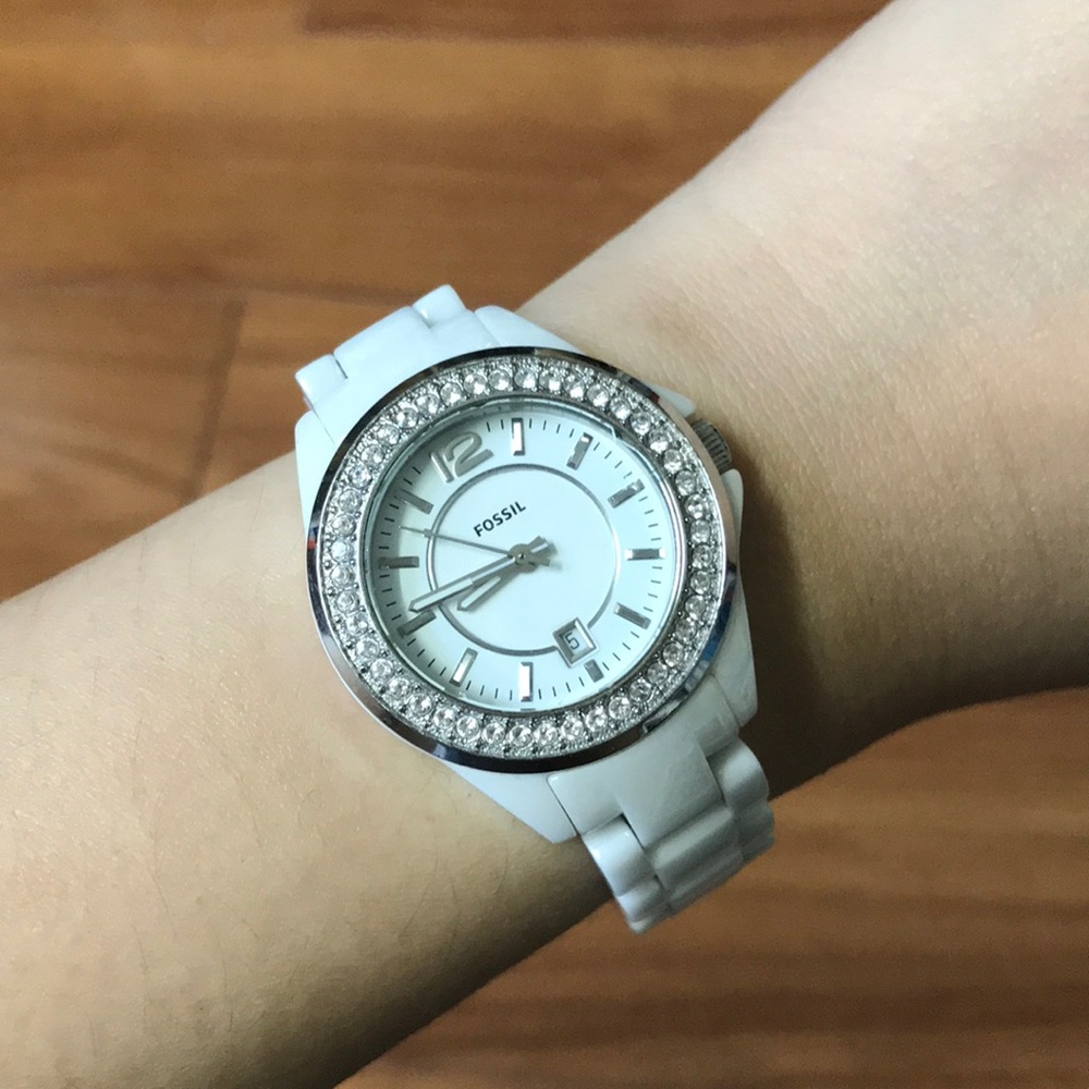 Fossil white ceramic watch